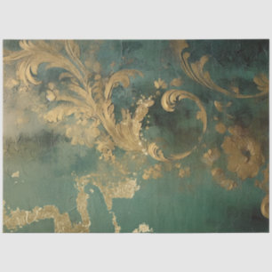 Romantic Antique Emerald and Gold Design Series 1 Tissue Paper