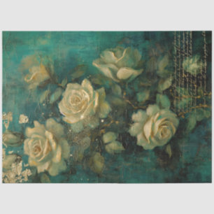 Romantic Antique Emerald and Gold Design Series 2 Tissue Paper
