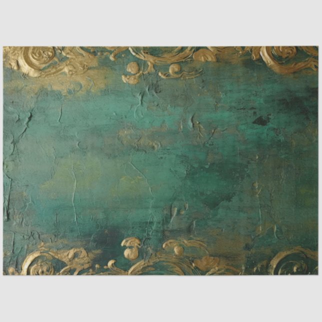 Romantic Antique Emerald and Gold Design Series 3 Tissue Paper (Front)