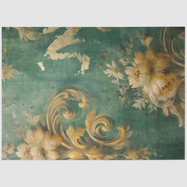Romantic Antique Emerald and Gold Design Series 8 Tissue Paper (Front)