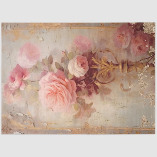 Romantic Antique Pink and Gold Design Series 19 Tissue Paper (Front)
