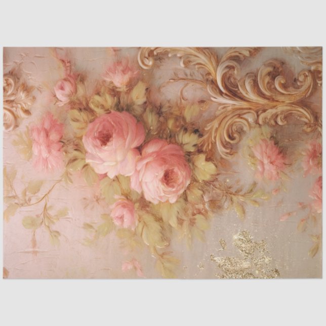 Romantic Antique Pink and Gold Design Series 20 Tissue Paper (Front)