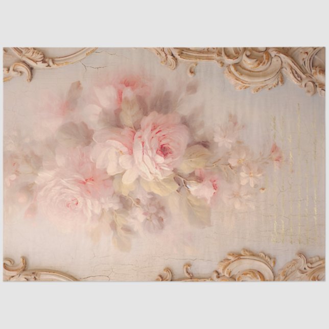 Romantic Antique Pink and Gold Design Series 3 Tissue Paper (Front)