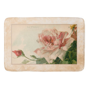 Romantic Antique Pink Rose Bath Mat