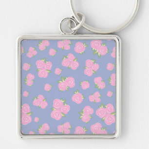 Romantic Antique Rose Design Key Ring