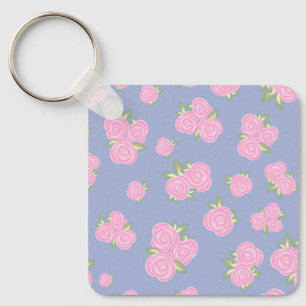 Romantic Antique Rose Design Key Ring