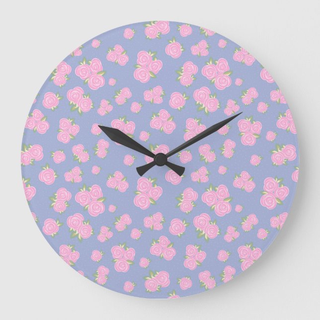Romantic Antique Rose Design Large Clock (Front)