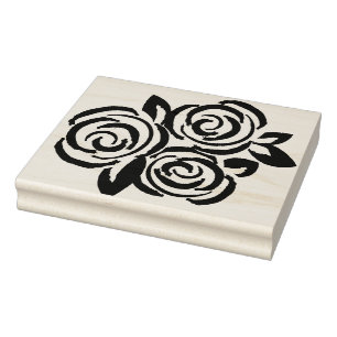 Romantic Antique Rose Design Rubber Stamp