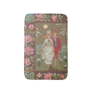 Romantic Antique Saint Valentine's Day Card, 1876 Bath Mat