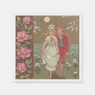 Romantic Antique Saint Valentine's Day Card, 1876 Napkin