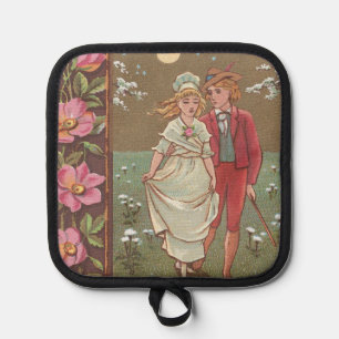 Romantic Antique Saint Valentine's Day Card, 1876 Pot Holder
