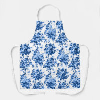 Romantic Antique Vintage Roses-Blue on White