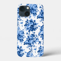 Romantic Antique Vintage Roses-Blue on White