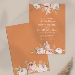 Romantic Apricot Peony Wedding Invitation