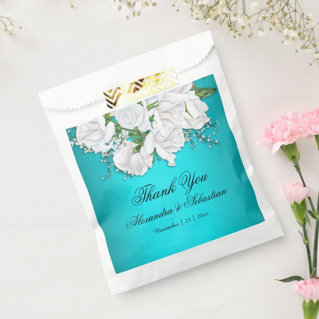 Romantic Aqua and Roses Wedding Favour Bag (Sealed)