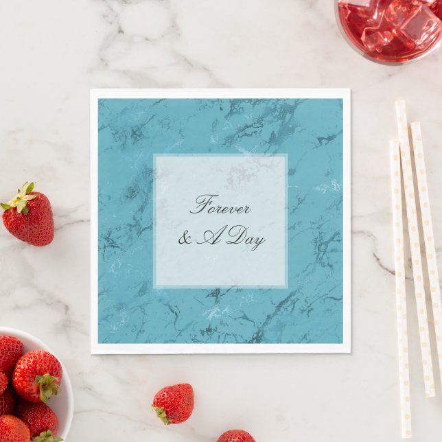 Romantic Aqua Blue Marble Wedding Napkin (Insitu)