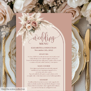 Romantic Arch Pastel Pink Pampas Sage Floral Menu