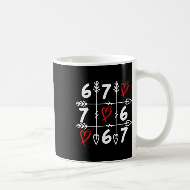 Romantic Arrow Grid Art Featuring Trendy 6 7 Numbe Coffee Mug (Right)