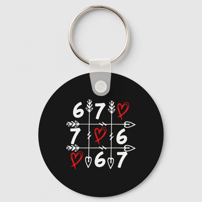 Romantic Arrow Grid Art Featuring Trendy 6 7 Numbe Key Ring (Front)