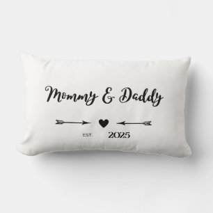 Romantic Arrow & Heart New Parent Keepsake Lumbar Cushion