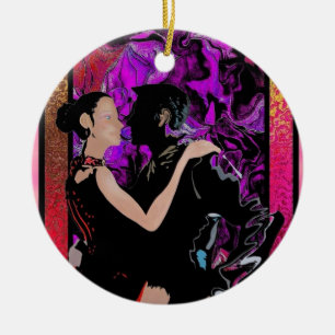 Romantic Art Deco style dancers Ceramic Ornament