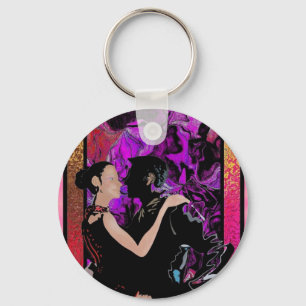 Romantic Art Deco style dancers Key Ring