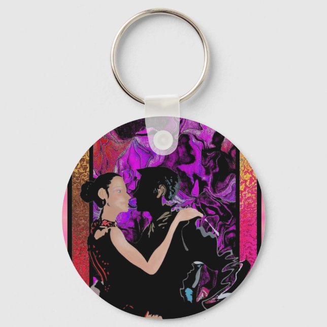 Romantic Art Deco style dancers Key Ring (Front)