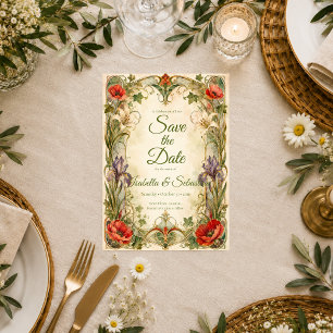 Romantic Art Nouveau Botanical Wedding Save The Date