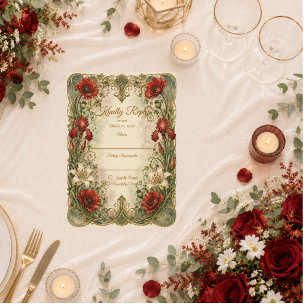 Romantic Art Nouveau Floral Elegance Wedding RSVP Card