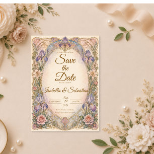 Romantic Art Nouveau Iris Wedding Save The Date