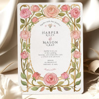 Romantic Art Nouveau Pink Roses Wedding
