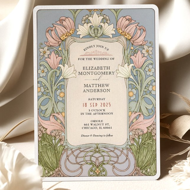 Romantic Art Nouveau Spring Wedding Invitation (Creator Uploaded)
