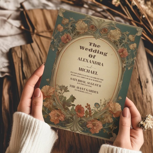 Romantic Art Nouveau Wedding Invitation (Creator Uploaded)