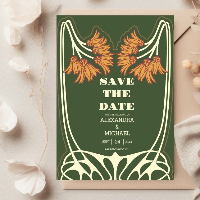Romantic  Art Nouveau Wedding Save The Date (Creator Uploaded)