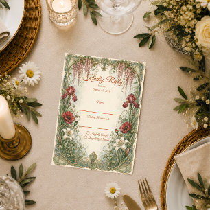 Romantic Art Nouveau Wisteria Garden Wedding RSVP Card