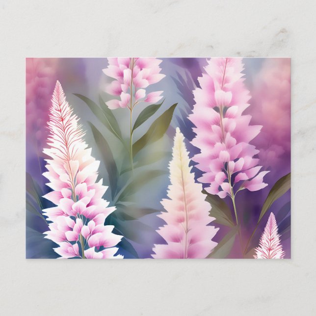 Romantic Astilbe Floral Pattern Postcard (Front)