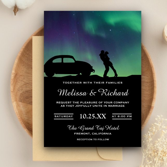 Romantic Aurora Galaxy Couple Wedding Invitation (Creator Uploaded)