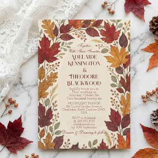 Romantic Autumn Bliss Fall Colours Country Wedding Invitation
