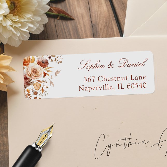 Romantic Autumn Bloom Return Address Label (Creator Uploaded)
