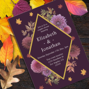 Romantic Autumn Dahlia Couples Shower Invitation