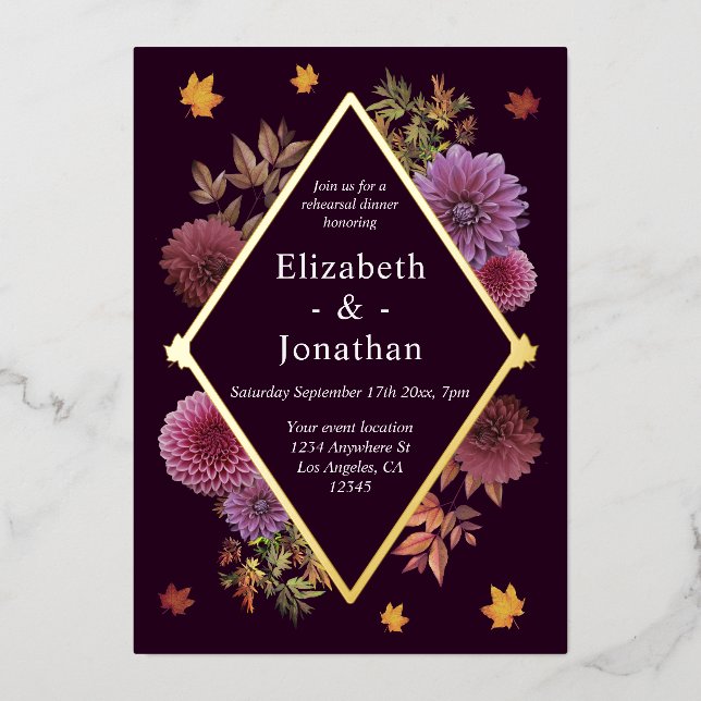 Romantic Autumn Dahlia Rehearsal Dinner (Front)