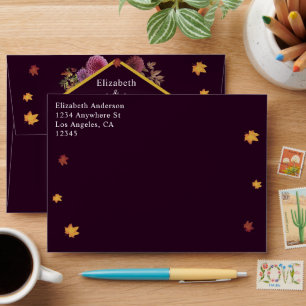 Romantic Autumn Dahlia Wedding Envelope