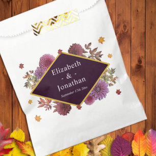 Romantic Autumn Dahlia Wedding Favour Bag