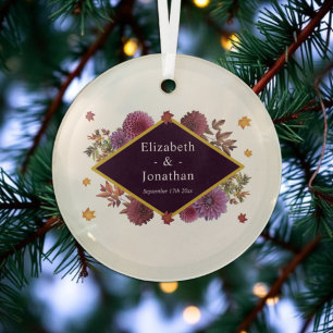Romantic Autumn Dahlia Wedding Glass Tree Decoration