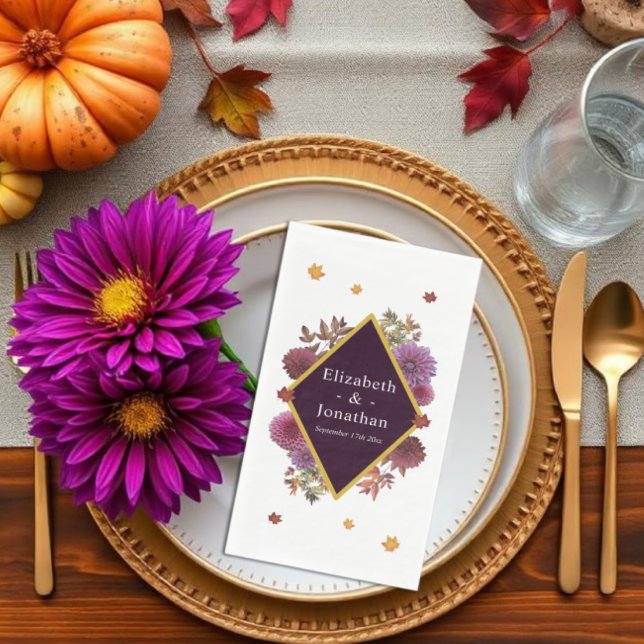 Romantic Autumn Dahlia Wedding Napkin (Creator Uploaded)