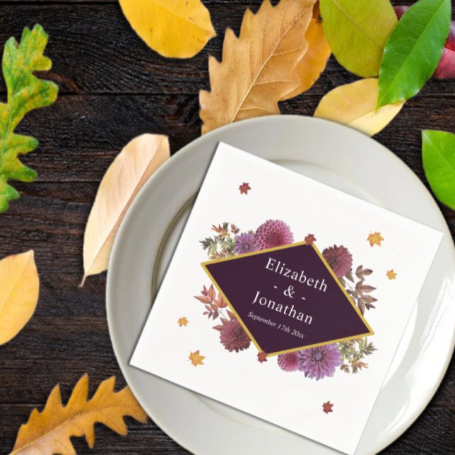 Romantic Autumn Dahlia Wedding Napkin (Creator Uploaded)