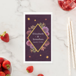 Romantic Autumn Dahlia Wedding Napkin