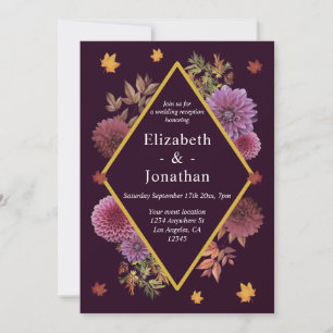 Romantic Autumn Dahlia Wedding Reception Invitation