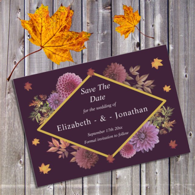 Romantic Autumn Dahlia Wedding Save The Date (Creator Uploaded)
