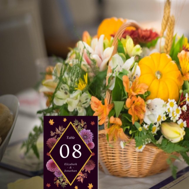 Romantic Autumn Dahlia Wedding Table Number (Creator Uploaded)